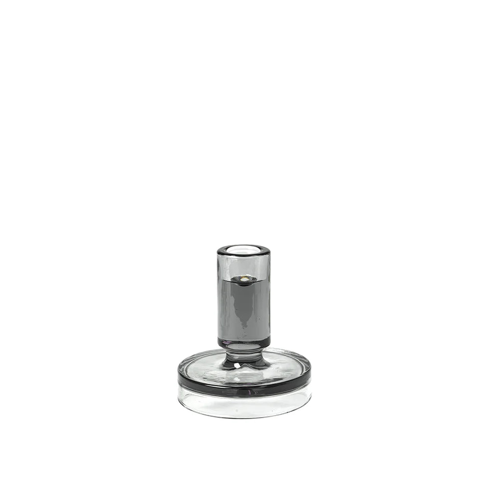 Set de 2 bougeoirs en verre fumé - Petra