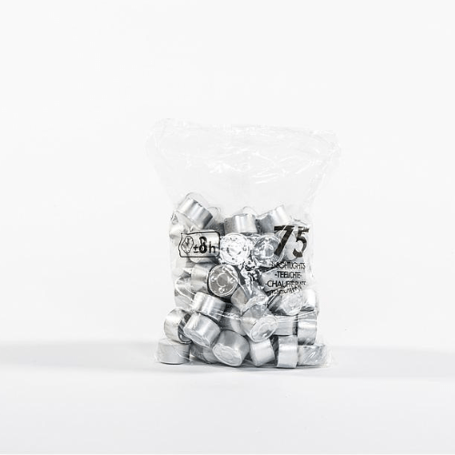 Bougies chauffe - plat 8h – Lot de 75 – Fabrication belge – Blanc ou noir – Mèche coton - Koddel.com