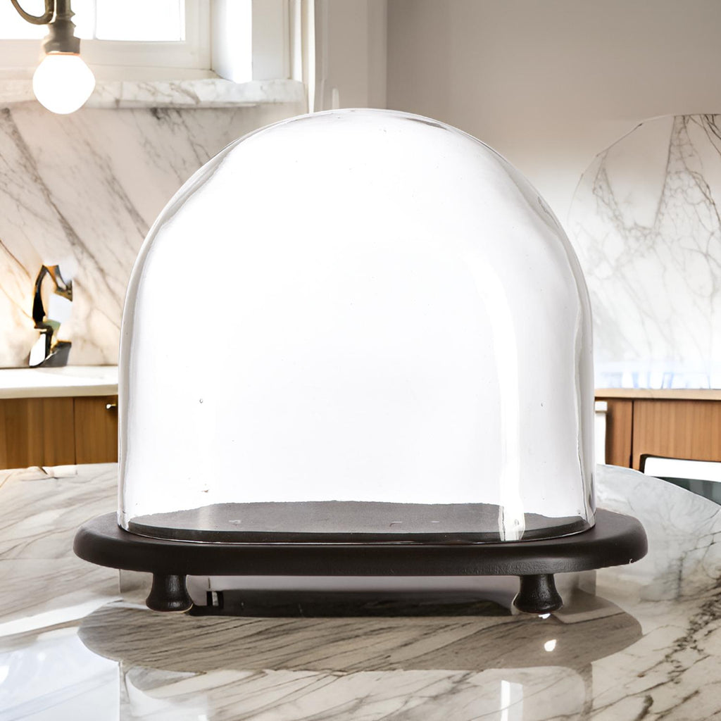 Cloche ovale en verre soufflé avec socle bois - Élégance et mise en valeur de créations - Koddel.com