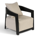 Fauteuil club en tissu écru et bois brossé noir - Design contemporain belge - Koddel.com