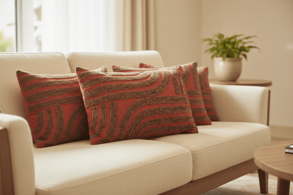 Coussin avec garnissage coton - Orange/Brown - 35x55 cm - Lot de 3 pièces - Koddel.com
