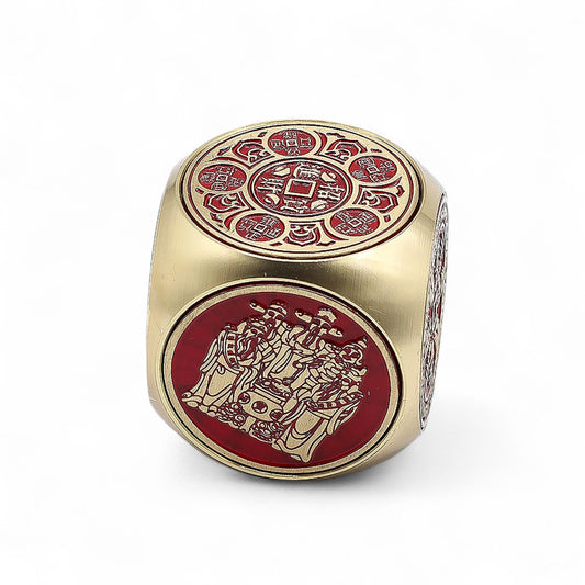 Cube de prospérité Feng Shui - Rouge & Laiton