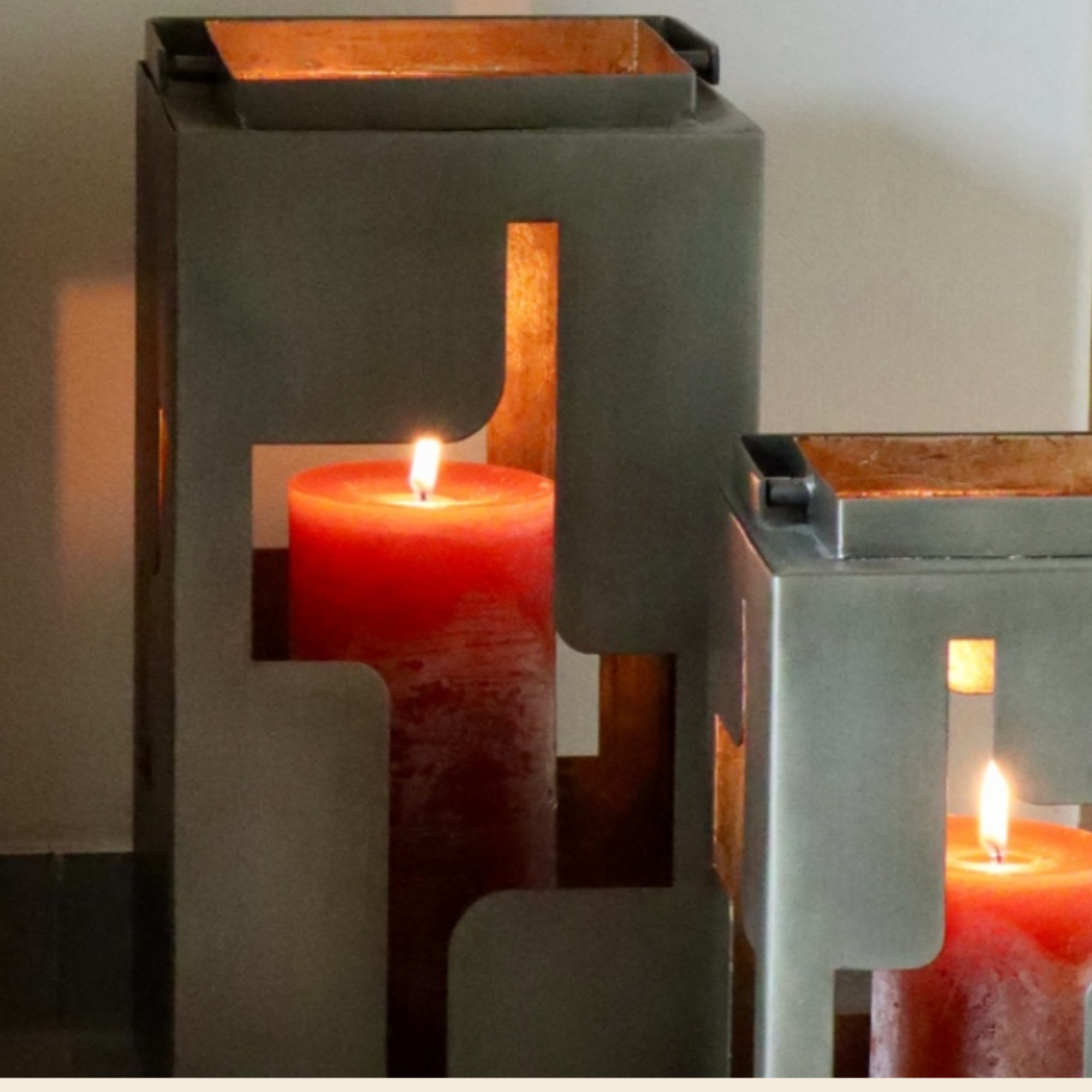 Duo de lanterne Hurricane Retro "Antique Gold & Nickel"