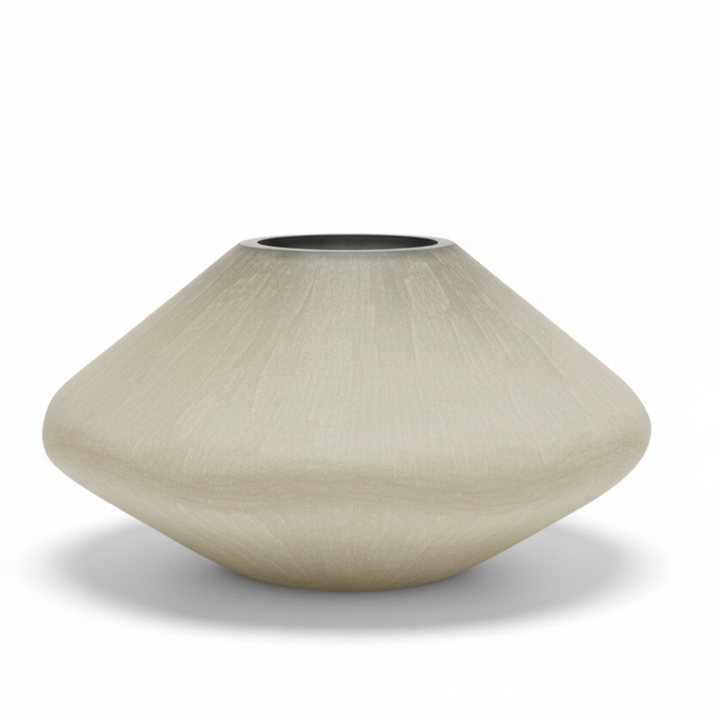 Grand vase disque couleur champagne fumé finition pierre - Pièce sculpturale Ø 62 cm ( 3 pièces disponibles)