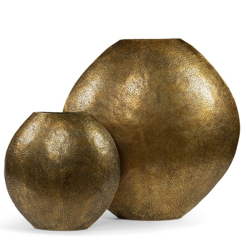 Duo vases sculptural Big Circle – Doré vieilli