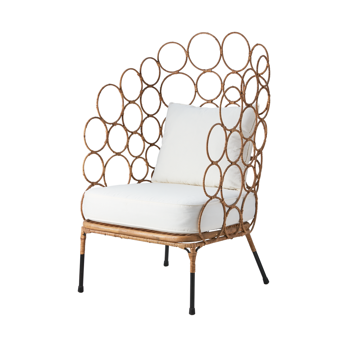Graphic rattan armchair - A strong piece for an entrance hall or seaside home