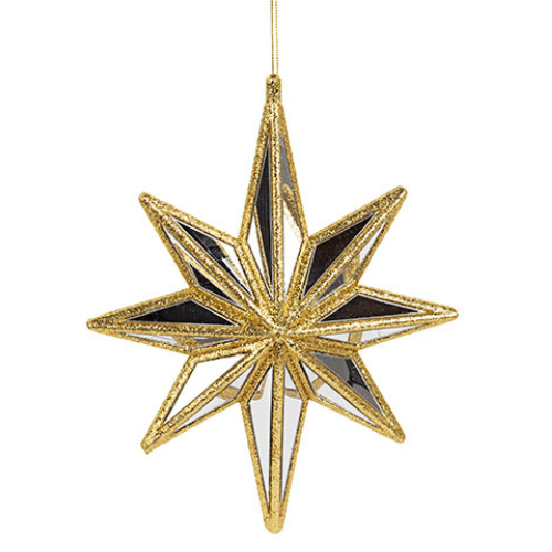 Grande étoile miroir dorée – 8 branches – 27 cm - Koddel.com