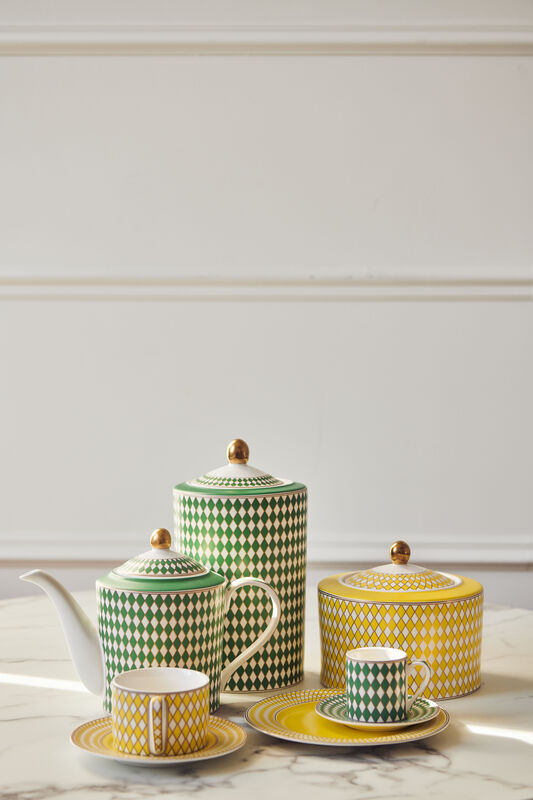 Porcelaine verte & or mat - Chess Jar High - En précommande