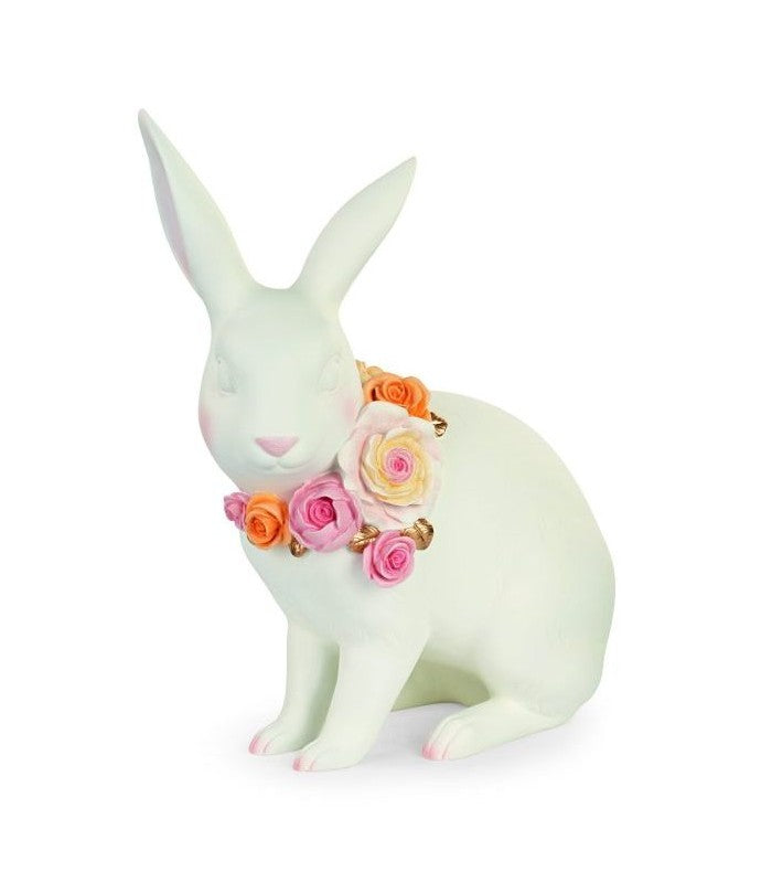 Lapin décoratif avec fleur H36 cm, blanc - Kanin