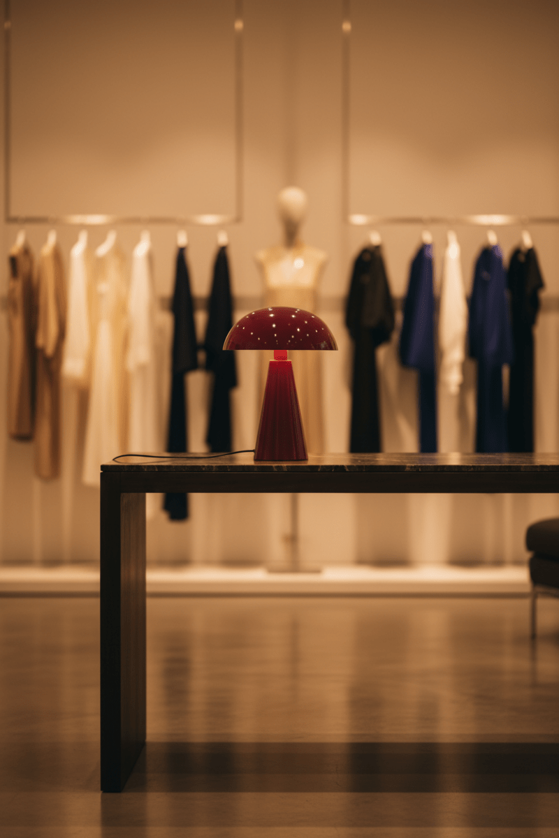 Lampe de table en métal champignon couleur Bordeaux - Koddel.com