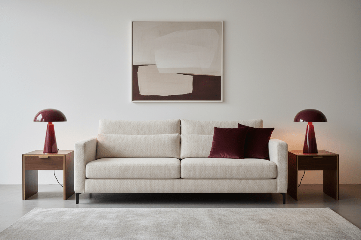 Lampe de table Champignon Bordeaux - Luminaire métal design tendance Automne 2026 - Koddel.com