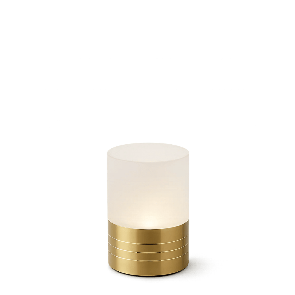 Lampe de table sans fil rechargeable « Halo » laiton brossé - Induction Qi & pilotage RF multi-Zones (IP65) - Koddel.com
