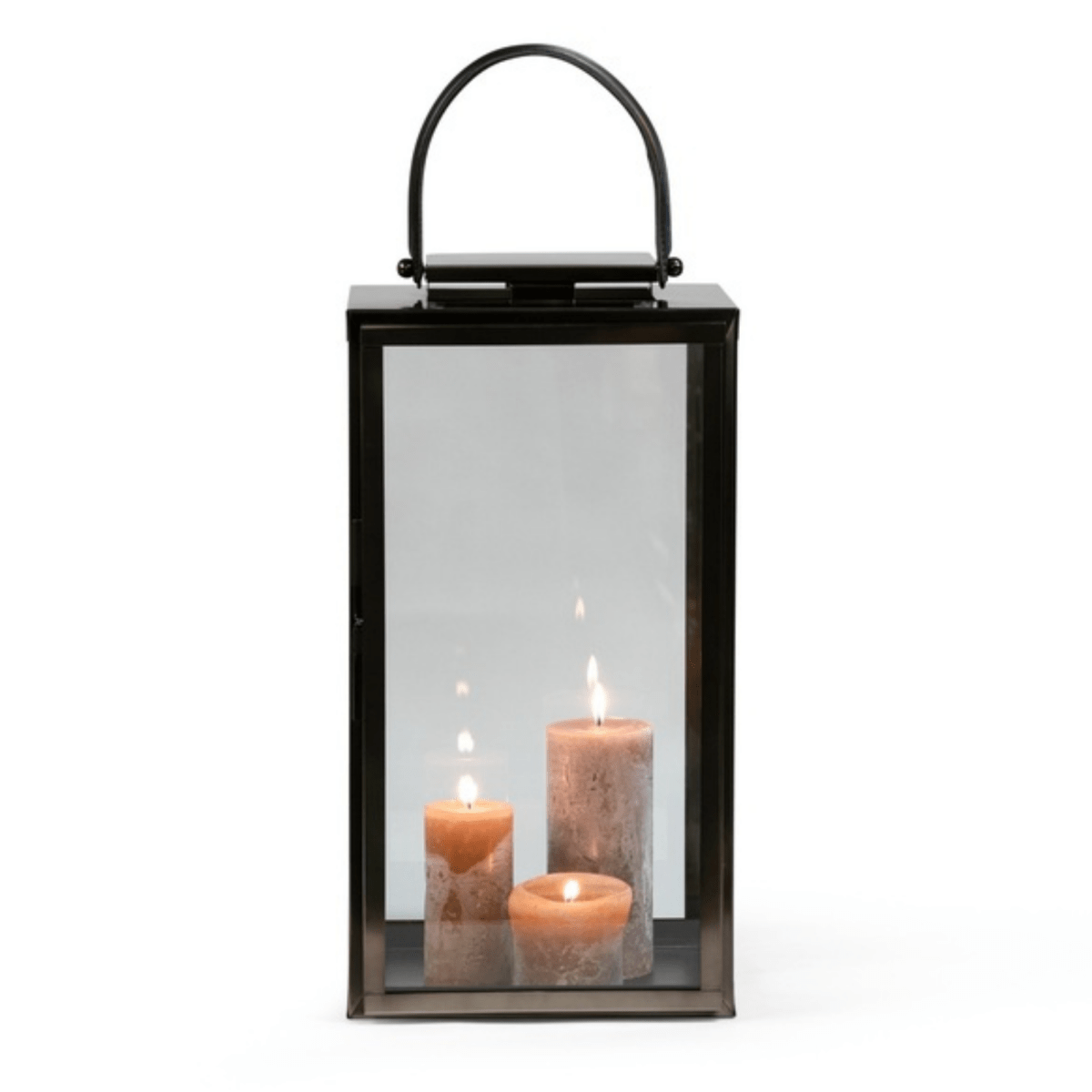 Lanterne nickel noir et poignée en cuir - Koddel.com