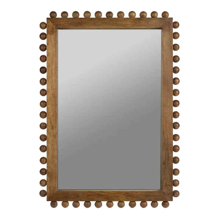Miroir en bois de manguier massif - Details perles