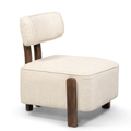 Fauteuil bas écru sur structure de noyer pour salle d'attente ou suite