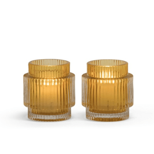 Photophore nervuré coloré - Lot de deux pièces - Koddel.com