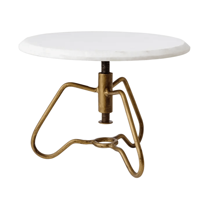 Plateau sur pied en marbre et laiton Ø 28 cm - Coupe présentoir haut de table - Koddel.com