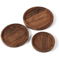 Ensemble de 3 plateaux ronds en bois huilé naturel - Koddel.com