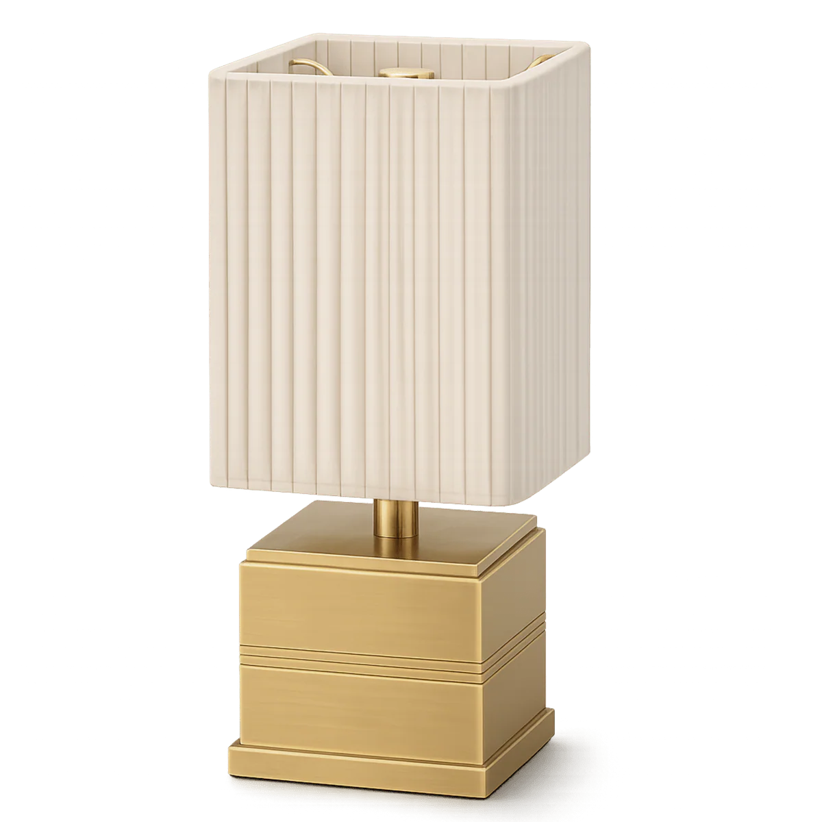 Lampe de table sans fil "Regency" – Laiton brossé & soie plissée ivoire