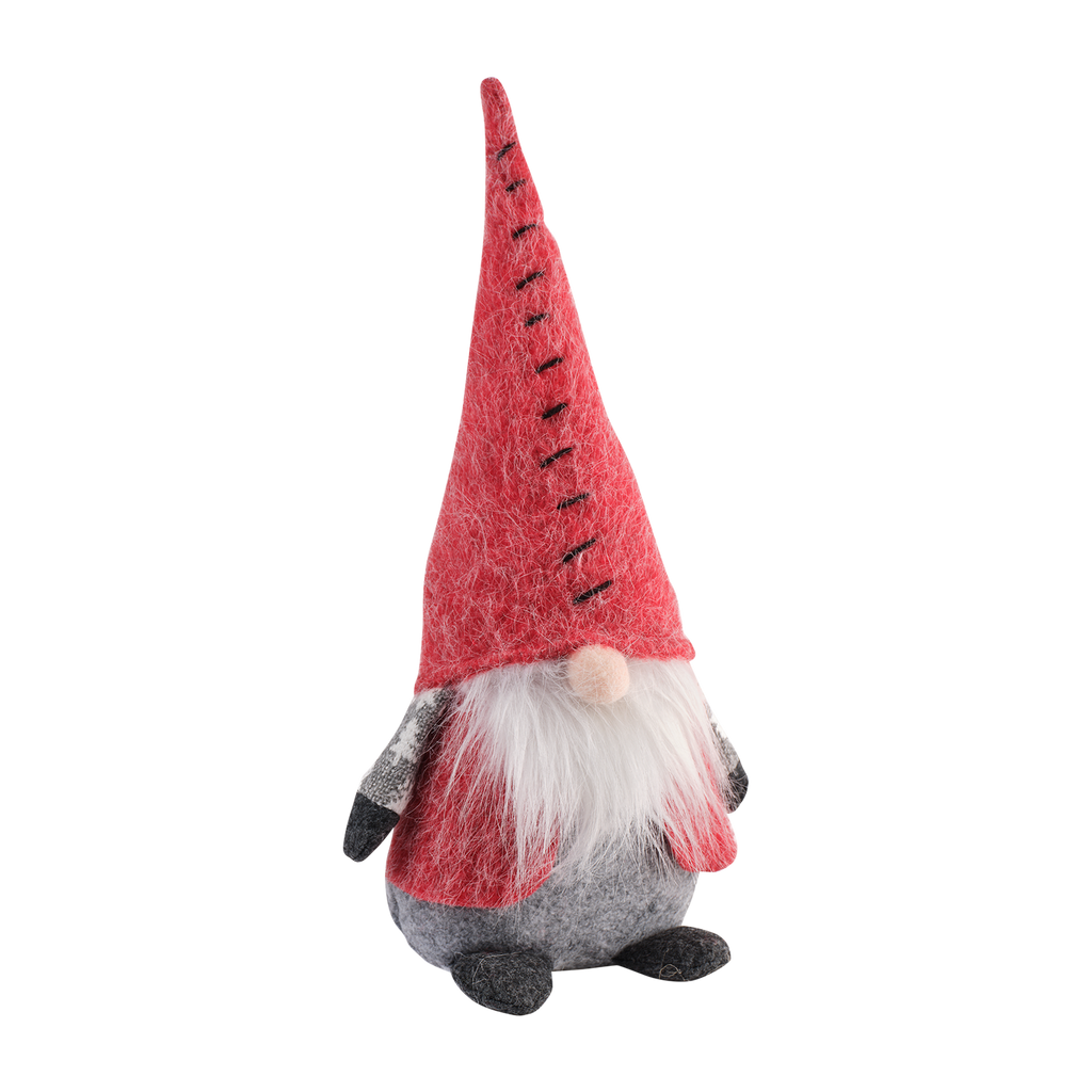 Duo de Santa rouge et gris (H37 cm) - Décoration de Noël artisanale