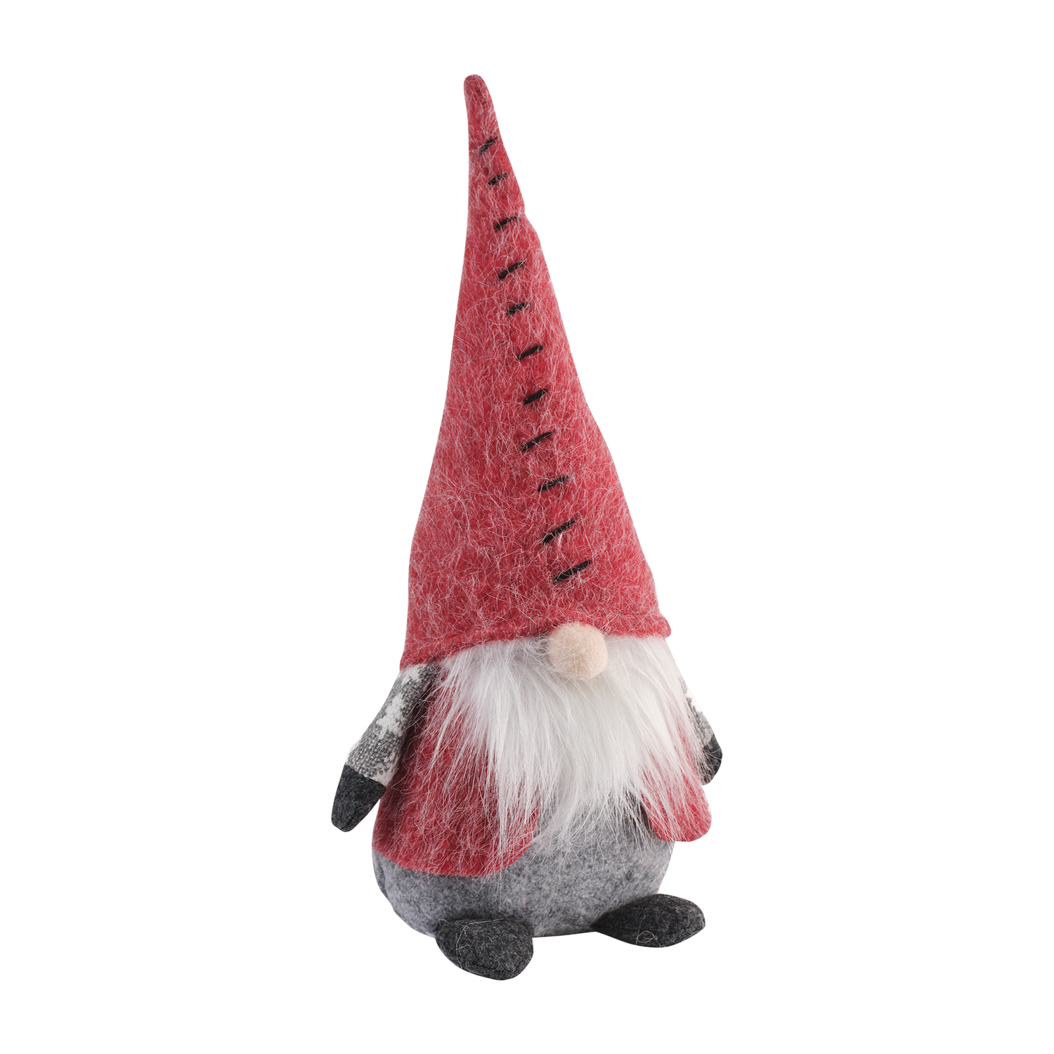 Duo de Santa rouge et gris (H37 cm) - Décoration de Noël artisanale