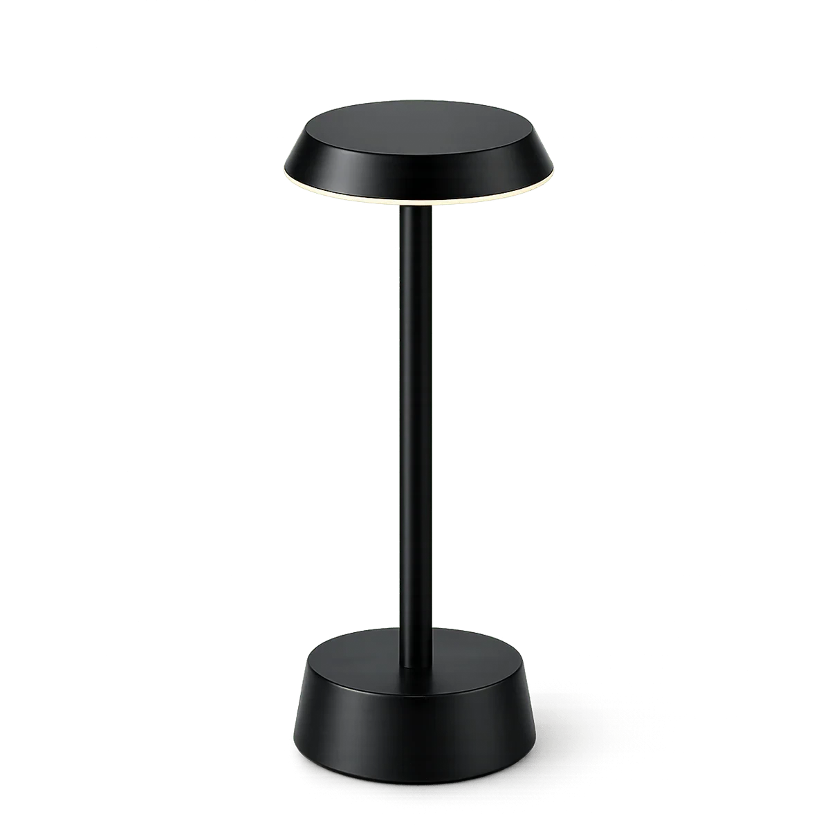 Lampe de table sans fil rechargeable noire Sofia Flat haute autonomie pour restaurant et terrasse pro