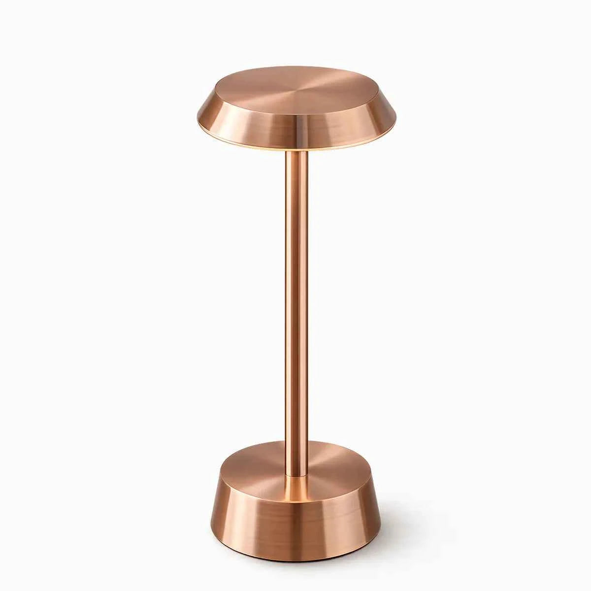 Lampe de table sans fil rechargeable bronze Sofia Flat haute autonomie pour restaurant et terrasse pro