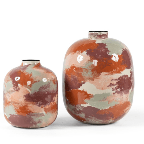 Grand vase décoratif en faîence, peint à la main Ø40 X H50 cm - Koddel.com