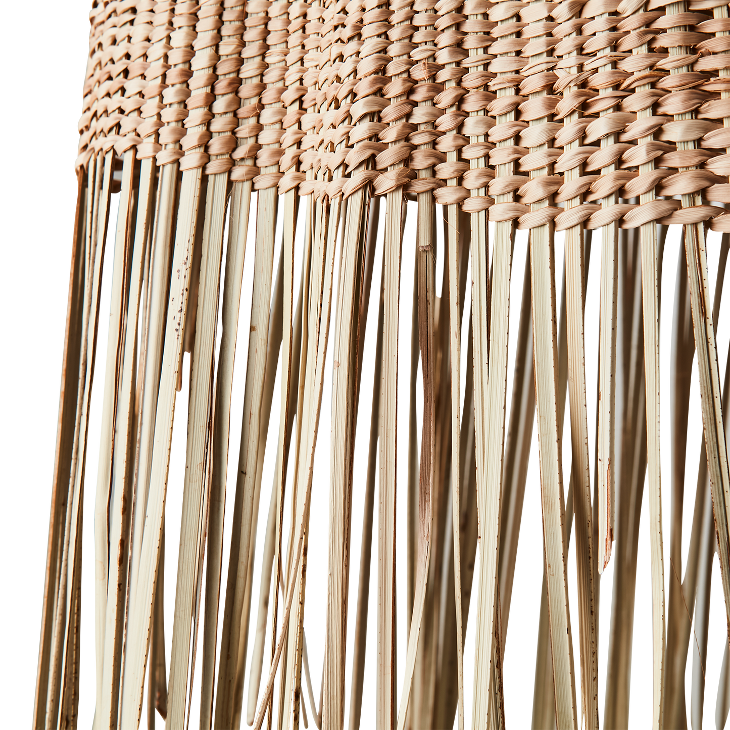 Grand ensemble de 3 abat-jour tressés à franges – Nature