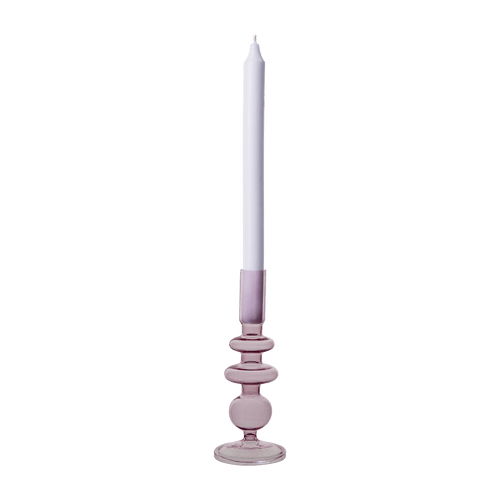 Bougeoir en verre transparent rose H20 cm - Juliette - Koddel.com