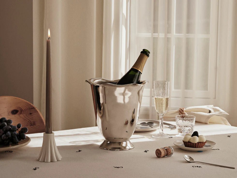 Bougeoir en grès émaillé crème - Heli - Lot de deux pièces - Koddel.com