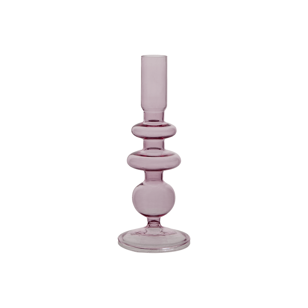 Bougeoir en verre transparent rose H20 cm - Juliette - Koddel.com