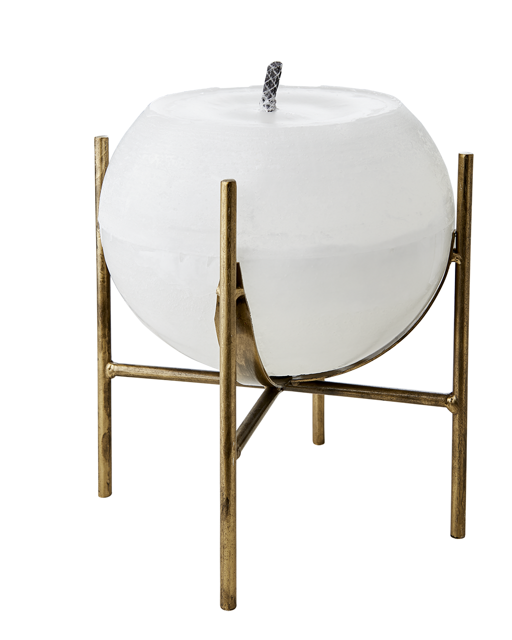 Bougie blanche pour extérieur sur structure à pied doré