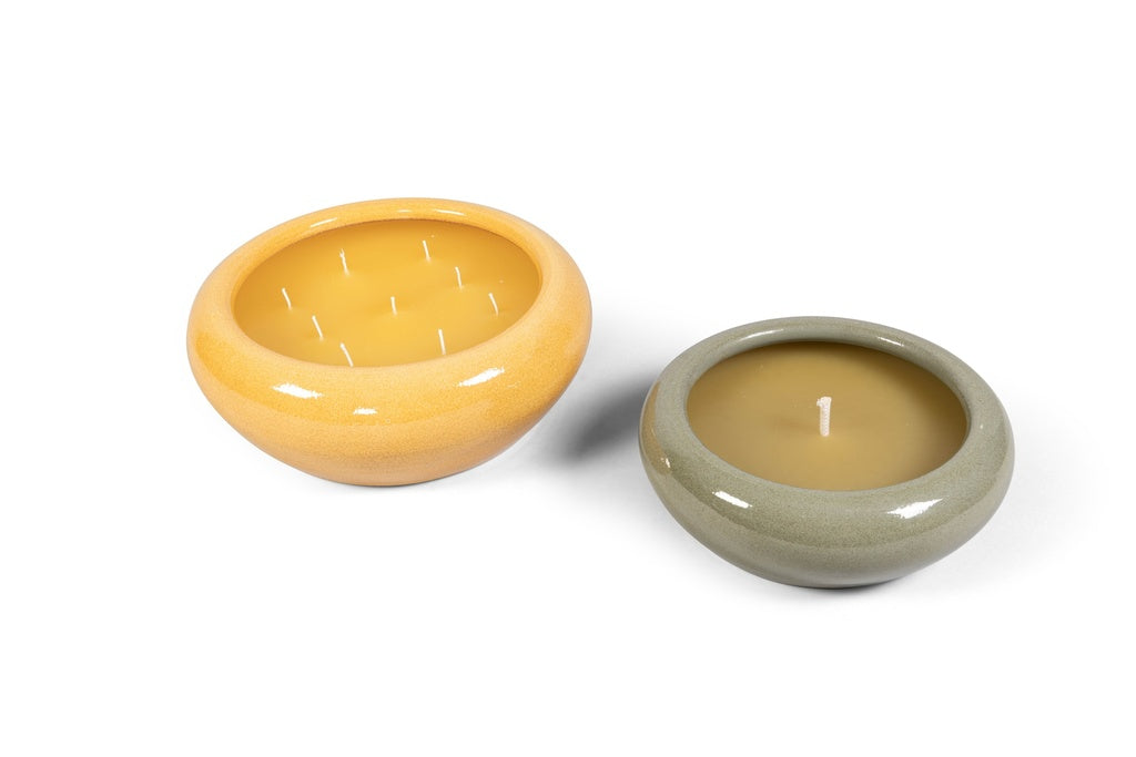 Bougie coupe céramique – Vert émaillé  Ø28 cm - KoddelDecor