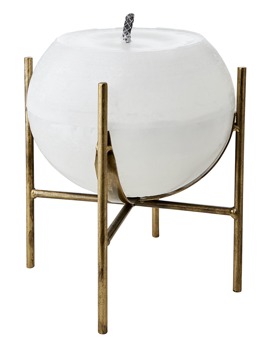 Bougie d'extérieur demi-lune sur support en métal doré