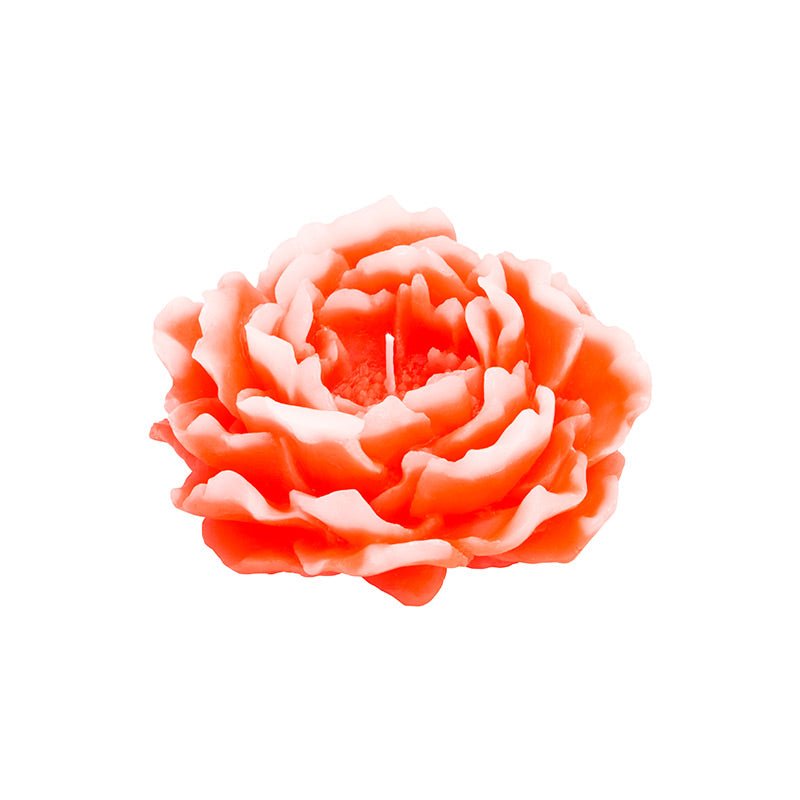 Grande bougie fleur PIVOINE - Couleur corail - Diamètre Ø13,3 cm - Koddel.com