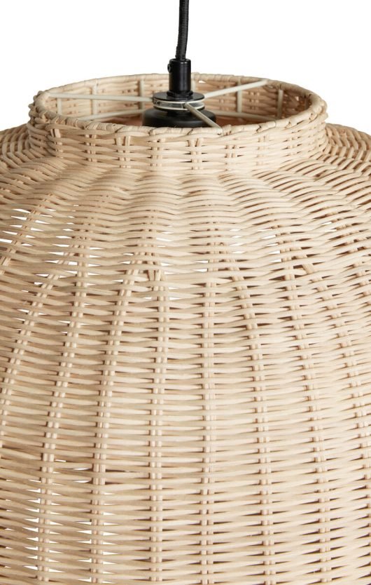 Chand – Abat - jour ovale en rotin naturel & cordon tressé noir - Koddel.com