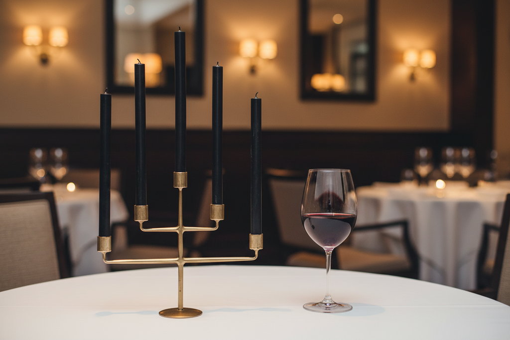 Set "Lueur d'Hiver" - Chandelier 4 branches & Chandelles Suédoises