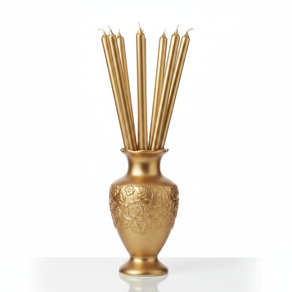 Chandelles dorées dans un pot