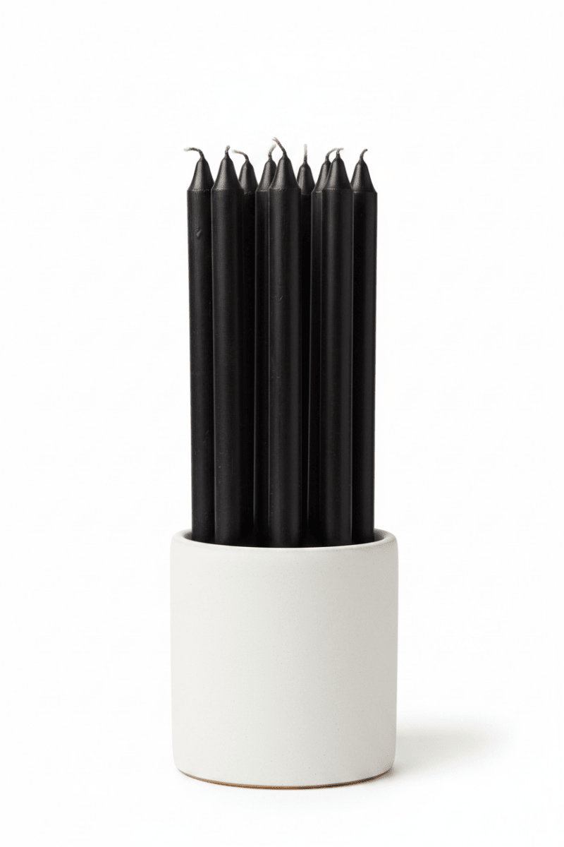 Bougie chandelle noir profond H28 cm - Lot de 10 pièces - Koddel.com