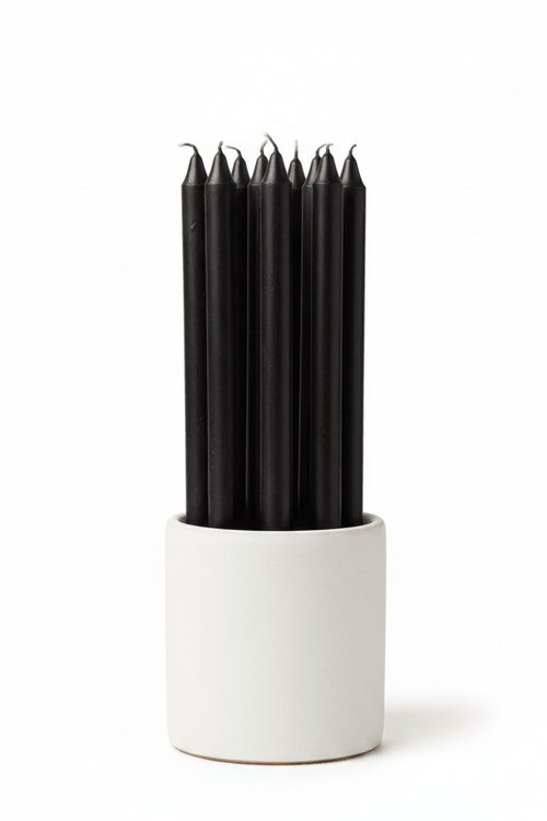 Bougie chandelle noir profond H28 cm - Lot de 10 pièces - Koddel.com