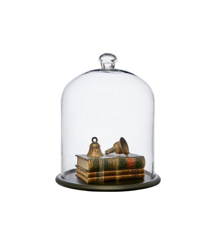 Cloche en verre avec support en bois ARLO - 34 cm - Koddel.com