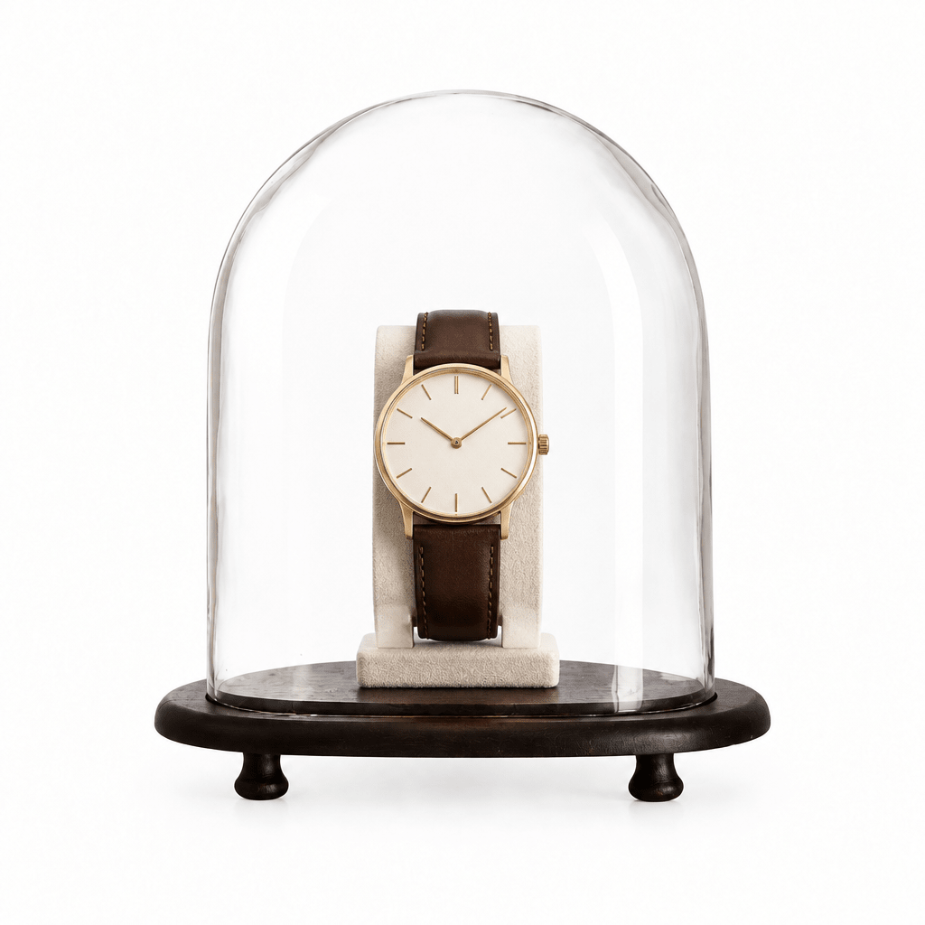 Cloche ovale en verre soufflé avec socle bois - Élégance et mise en valeur de créations - Koddel.com