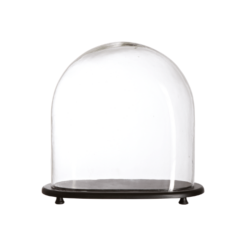 Cloche ovale en verre soufflé avec socle bois - Élégance et mise en valeur de créations - Koddel.com