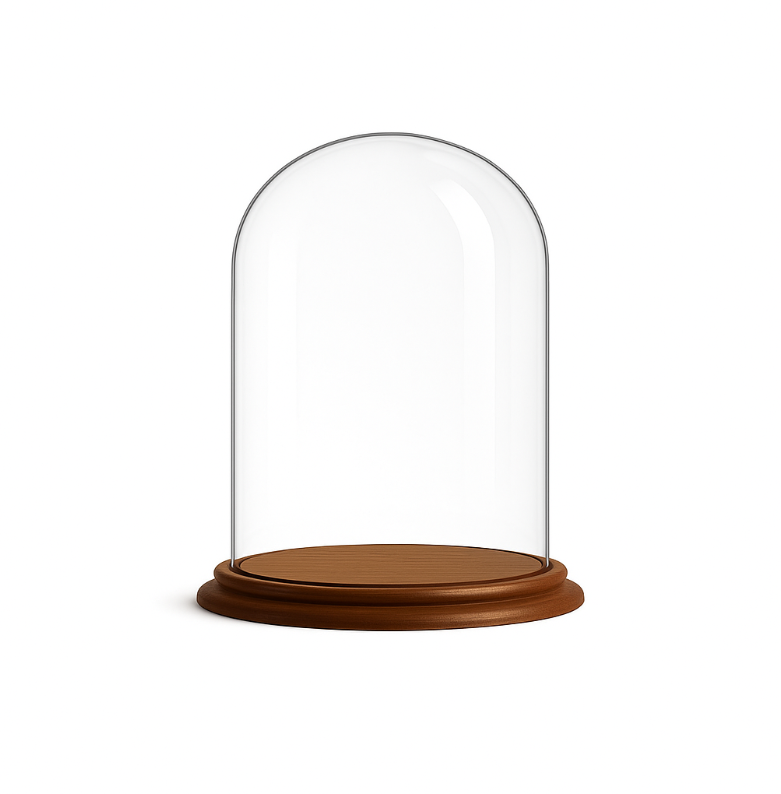 Cloche ronde Ø27 × H40 cm avec support bois de noyer