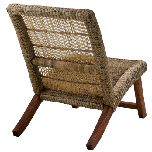 Fauteuil lounge artisanal rotin et bois