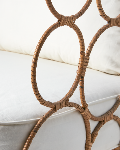 Graphic rattan armchair - A strong piece for an entrance hall or seaside home