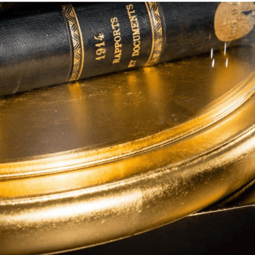 Globe en verre sur socle doré à la feuille d’or – Ø24 x H38 cm - Koddel.com