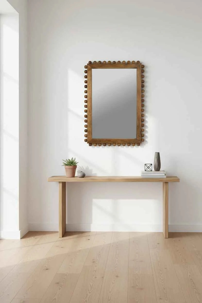 Grand miroir en bois de manguier Adam - Finition naturelle