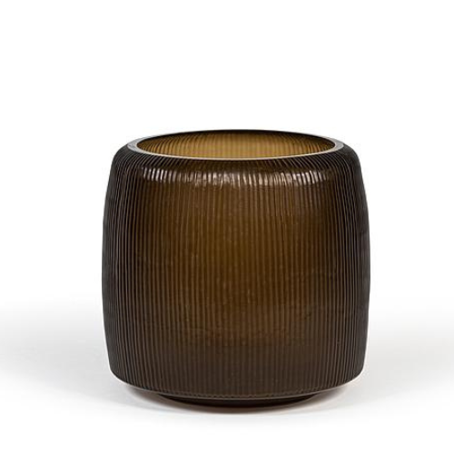 Verrerie soufflée bouche – Photophore sur base fumée Ø32 cm